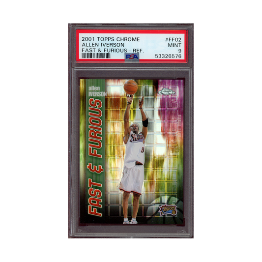 Allen Iverson 2001 Topps Chrome Fast & Furious Refractor PSA 9