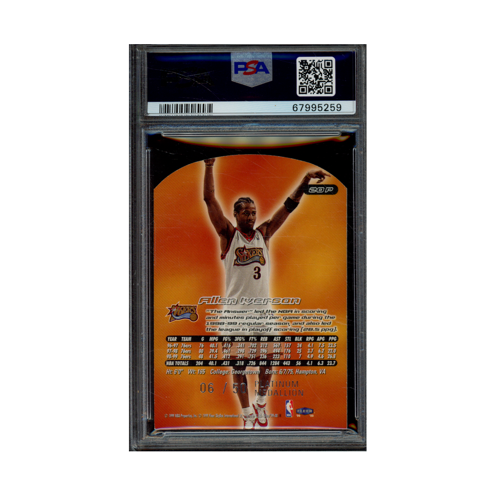 Allen Iverson 1999 Ultra Platinum Medallion Die-Cut /50 PSA 6