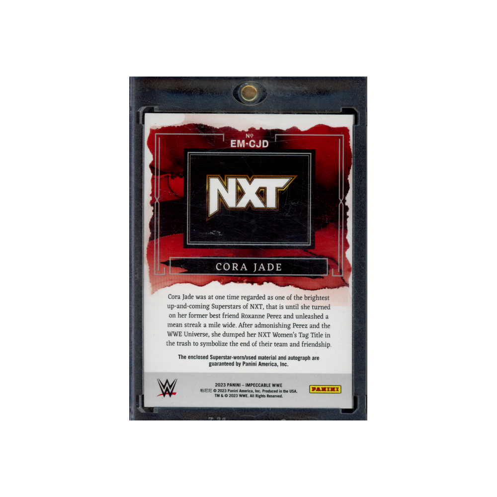 Cora Jade 2023 Panini Impeccable WWE Elegance Patch Auto Silver /49