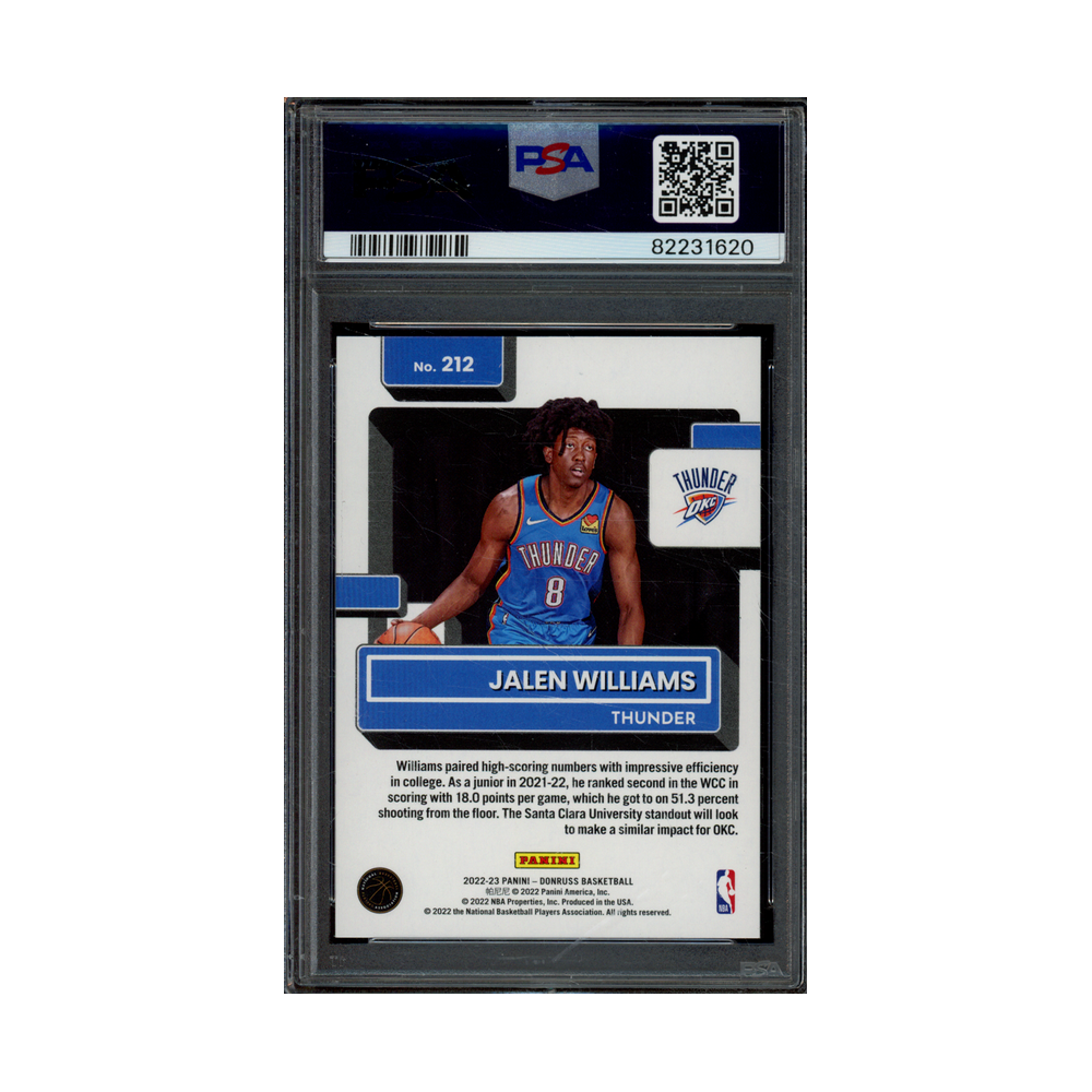 Jalen Williams 2022 Panini Donruss Basketball Rated Rookie Blue Holo Laser /49 PSA 10