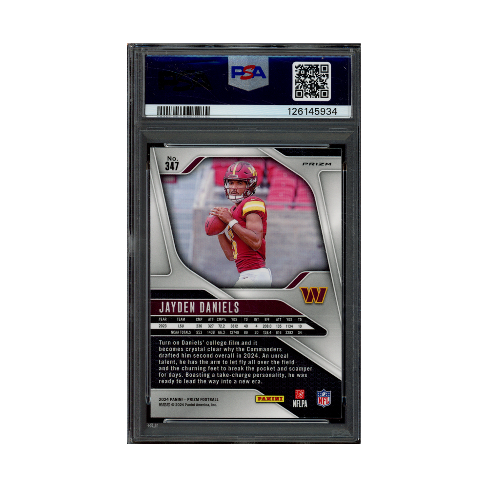 Jayden Daniels 2024 Panini Prizm Silver Prizm Rookie PSA 9