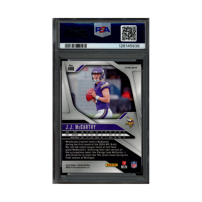 JJ McCarthy 2024 Panini Prizm Lazer Prizm Rookie PSA 10