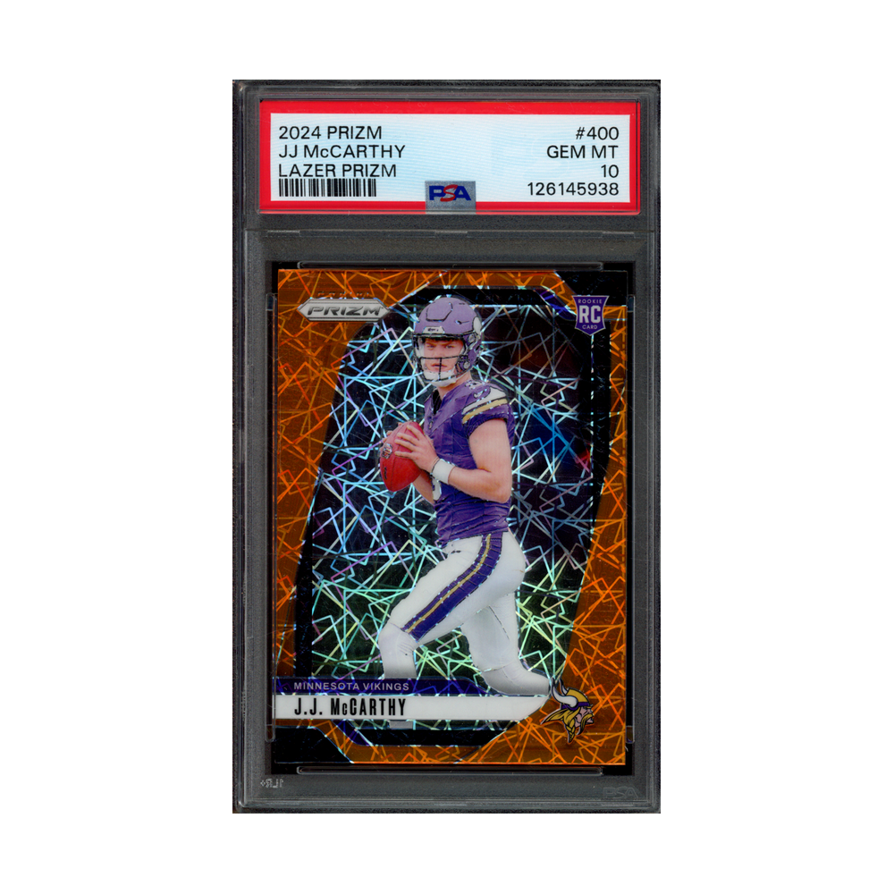 JJ McCarthy 2024 Panini Prizm Lazer Prizm Rookie PSA 10