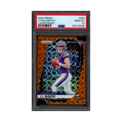 JJ McCarthy 2024 Panini Prizm Lazer Prizm Rookie PSA 10
