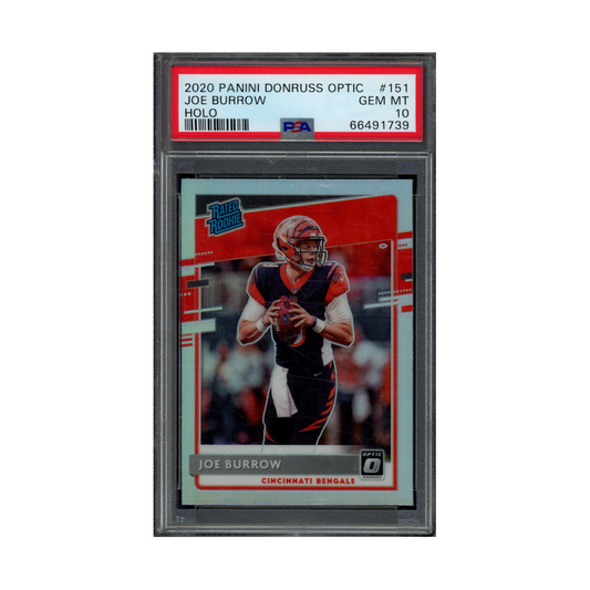 Joe Burrow 2020 Panini Donruss Optic Football Rated Rookie Holo PSA 10