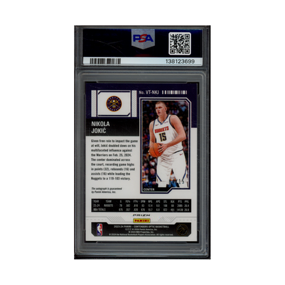Nikola Jokic 2023 Panini Contenders Optic Basketball Veteran Ticket Auto Orange /15 PSA 8.5