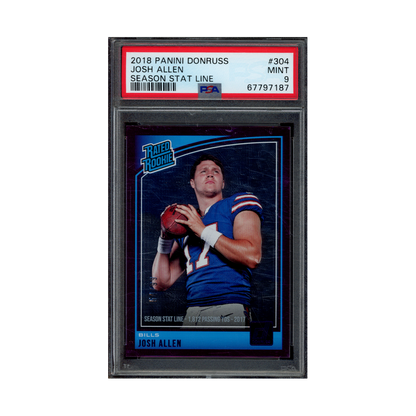 Josh Allen 2018 Panini Donruss Football Rated Rookie Season Stat Line /99 PSA 9