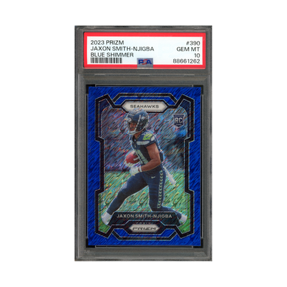 Jaxon Smith-Njigba 2023 Panini Prizm Football Blue Shimmer Prizm Rookie /25 PSA 10