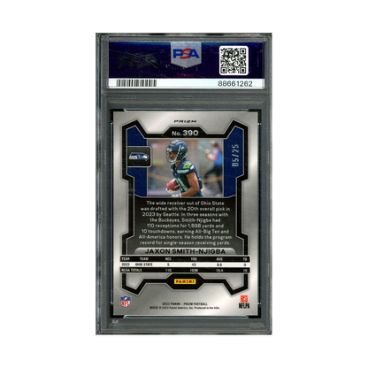 Jaxon Smith-Njigba 2023 Panini Prizm Football Blue Shimmer Prizm Rookie /25 PSA 10