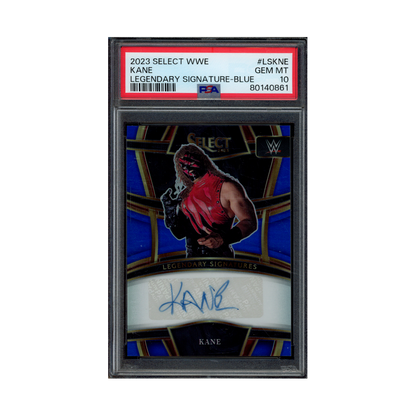 Kane 2023 Panini Select WWE Legendary Signature Auto Blue /49 PSA 10