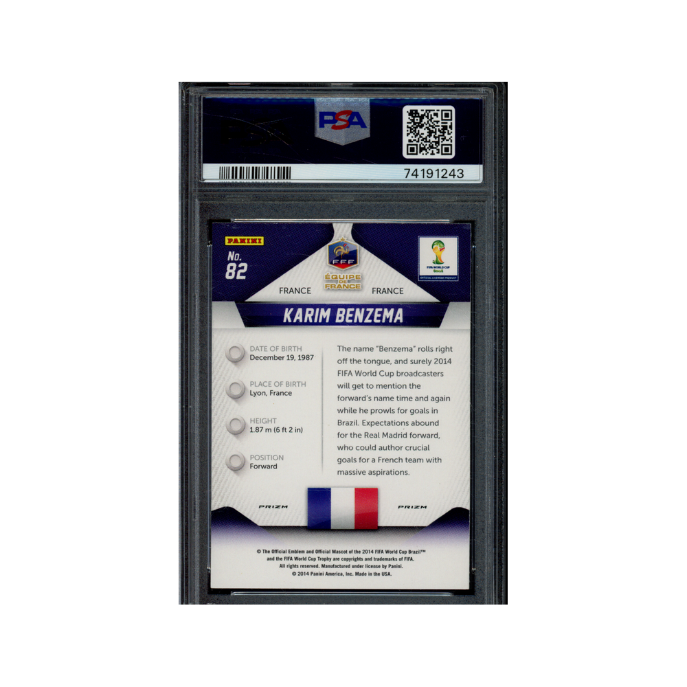 Karim Benzema 2014 Panini Prizm World Cup Yellow & Red Pulsar PSA 9