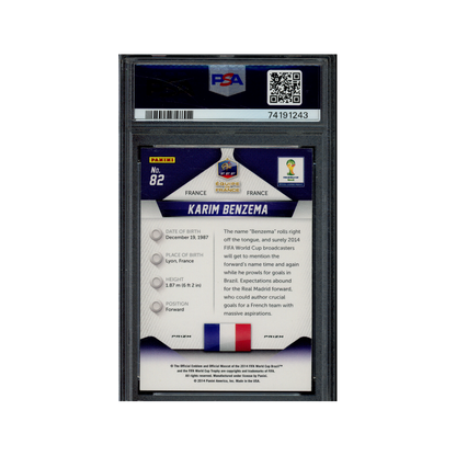 Karim Benzema 2014 Panini Prizm World Cup Yellow & Red Pulsar PSA 9