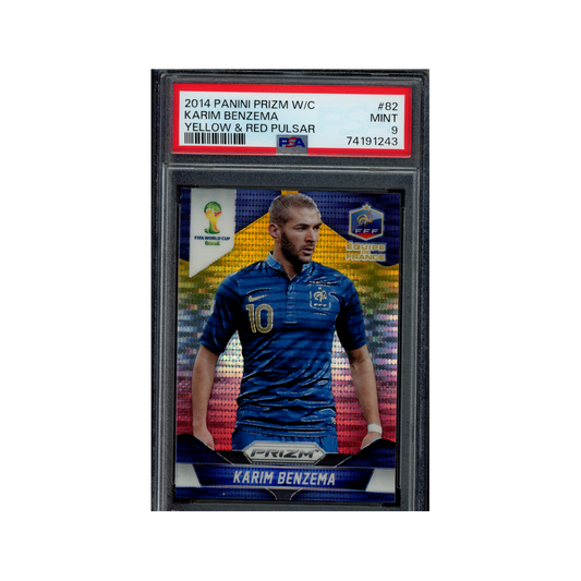 Karim Benzema 2014 Panini Prizm World Cup Yellow & Red Pulsar PSA 9