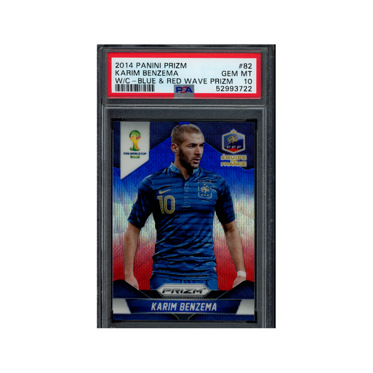 Karim Benzema 2014 Panini Prizm World Cup Blue Red Wave Prizm PSA 10