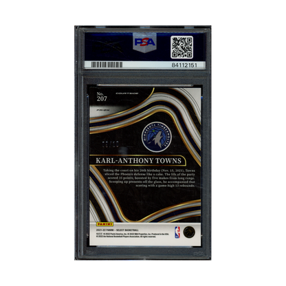 Karl-Anthony Towns 2021 Panini Select Basketball Gold Disco Prizm Courtside /10 PSA 10
