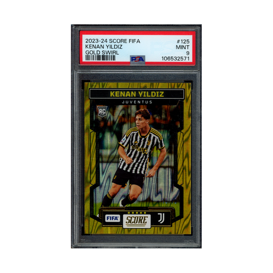 Kenan Yildiz 2023-24 Panini Score Fifa Gold Swirl Rookie /10 PSA 9