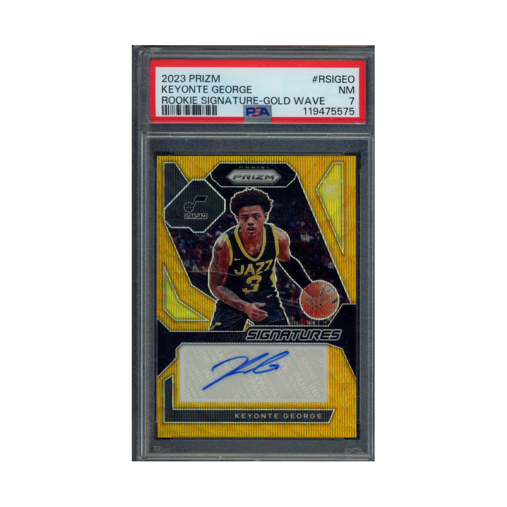 Keyonte George 2023 Panini Prizm Basketball Rookie Auto Gold Wave /10 PSA 7