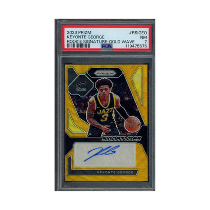 Keyonte George 2023 Panini Prizm Basketball Rookie Auto Gold Wave /10 PSA 7