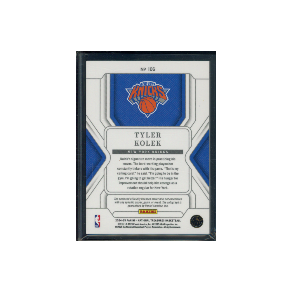 Tyler Kolek 2024-25 Panini National Treasures Basketball RPA /75