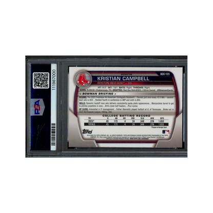 Kristian Campbell 2023 Bowman Draft Chrome Refractor 1st Bowman PSA 10