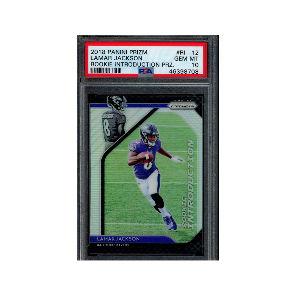 Lamar Jackson 2018 Panini Prizm Football Rookie Introductions Prizm PSA 10