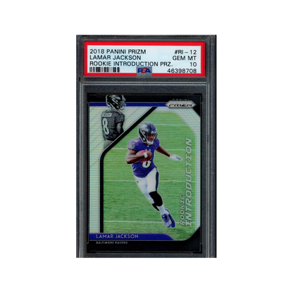 Lamar Jackson 2018 Panini Prizm Football Rookie Introductions Prizm PSA 10