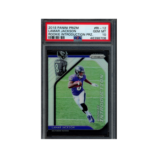 Lamar Jackson 2018 Panini Prizm Football Rookie Introductions Prizm PSA 10