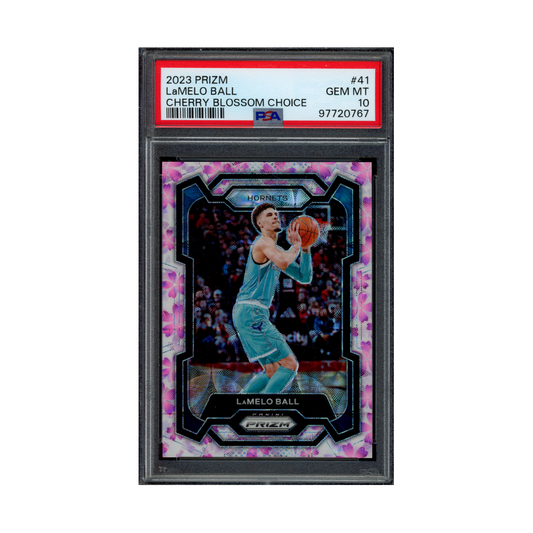 LaMelo Ball 2023 Panini Prizm Basketball Cherry Blossom Choice Prizm /20 PSA 10