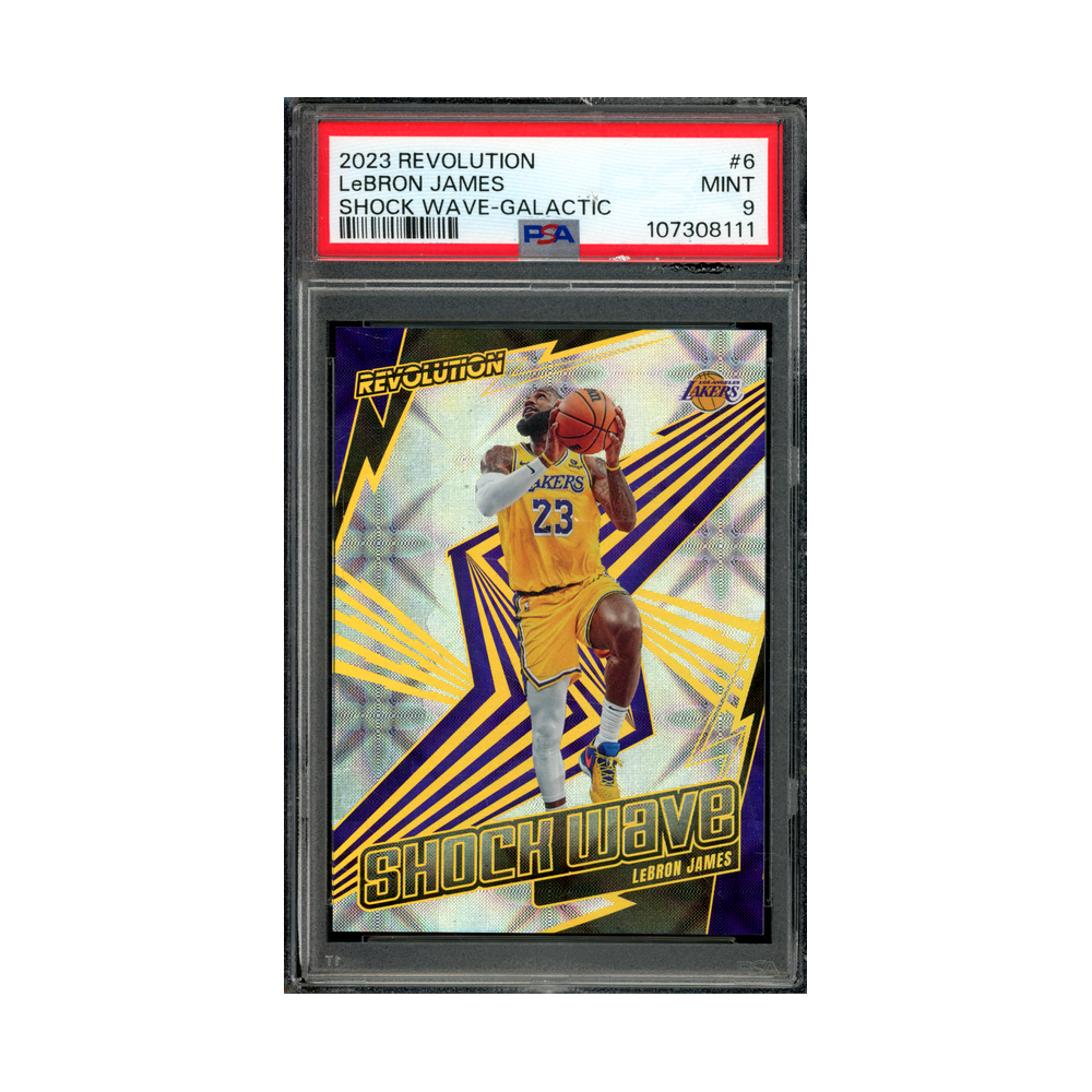 LeBron James 2023 Panini Revolution Basketball Shock Wave Galactic PSA 9