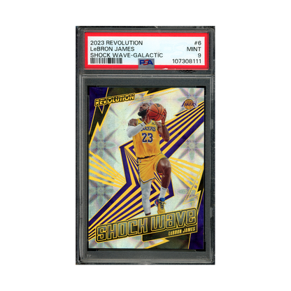 LeBron James 2023 Panini Revolution Basketball Shock Wave Galactic PSA 9