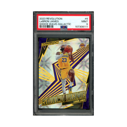 LeBron James 2023 Panini Revolution Basketball Shock Wave Galactic PSA 9