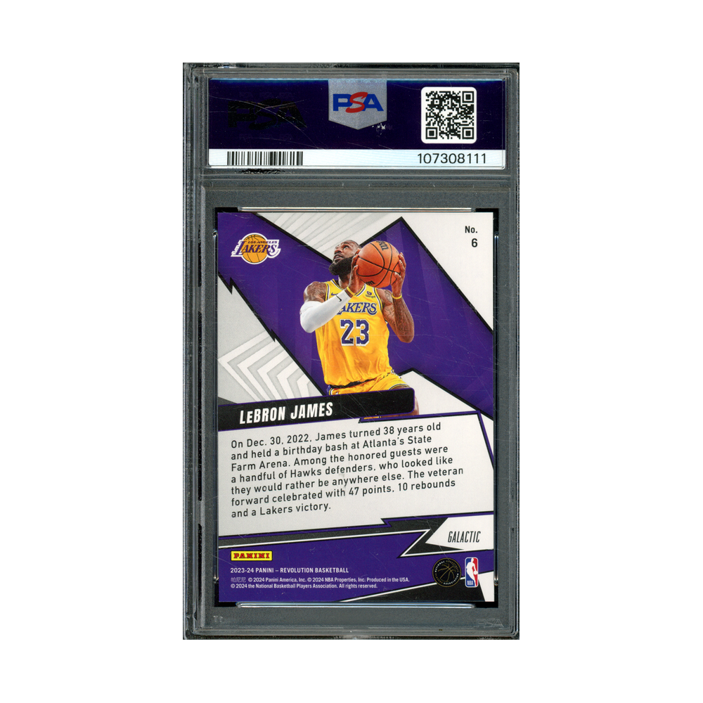LeBron James 2023 Panini Revolution Basketball Shock Wave Galactic PSA 9