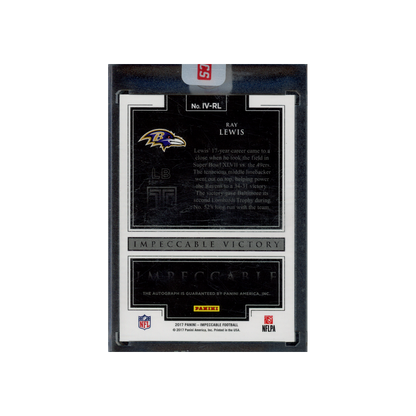 Ray Lewis 2017 Panini Impeccable Football Impeccable Victory Auto /5