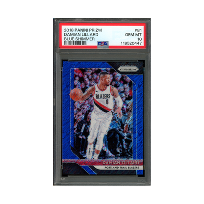 Damian Lillard 2018 Panini Prizm Basketball Blue Shimmer Prizm /7 PSA 10
