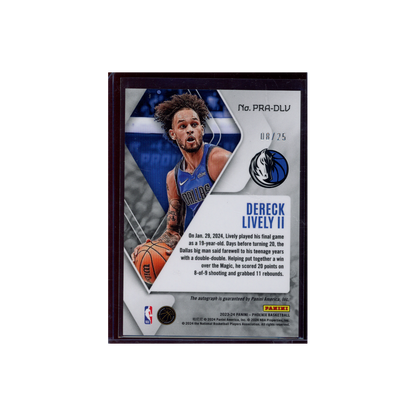 Dereck Lively II 2023-24 Panini Phoenix Basketball Rookie Auto /25
