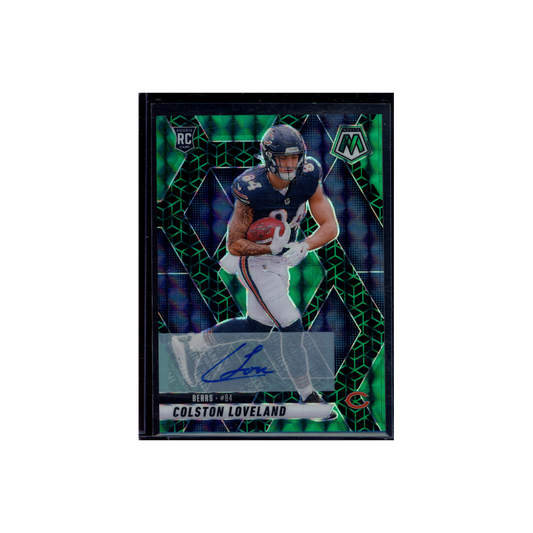 Colstan Loveland 2025 Panini Mosaic Football Rookie Auto Green Spectris /30