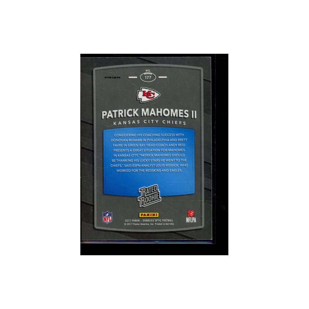 Patrick Mahomes 2017 Panini Donruss Optic Football Rated Rookie Pink