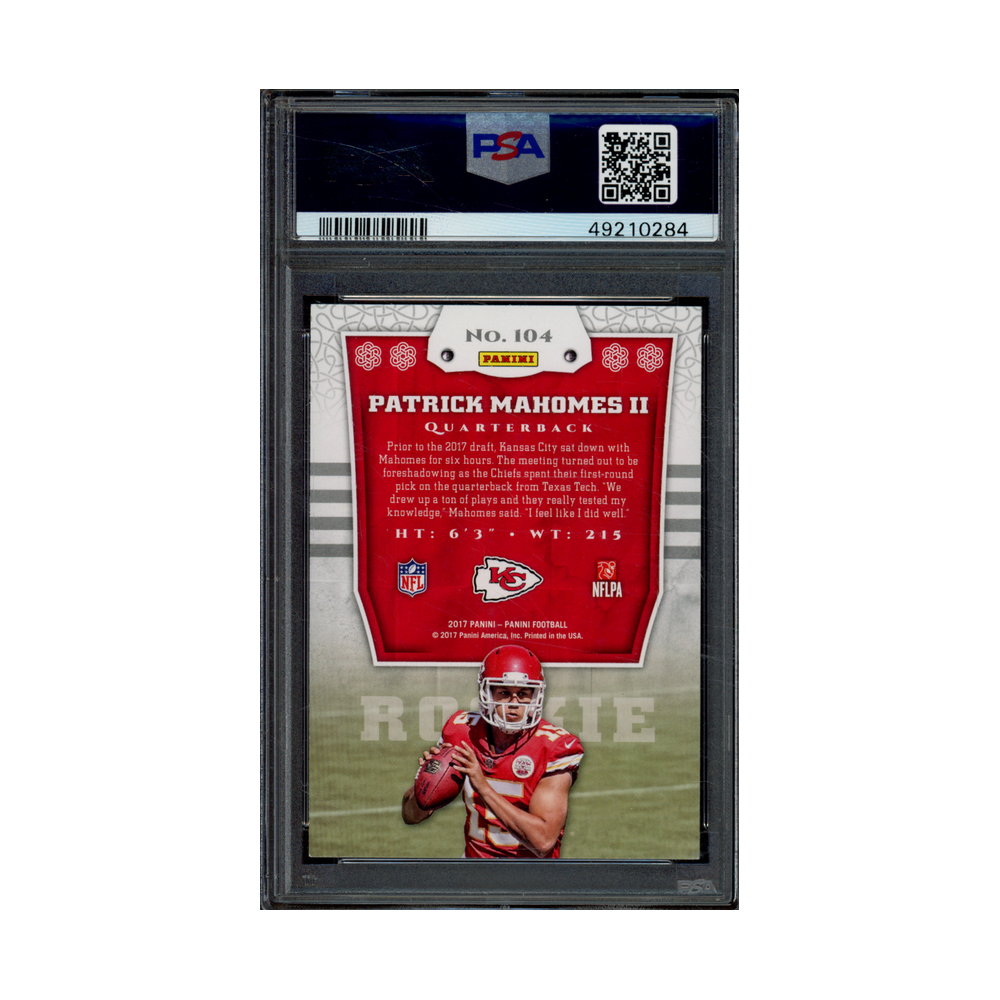 Patrick Mahomes 2017 Panini Football Shining Armor Rookie PSA 9