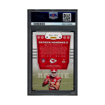 Patrick Mahomes 2017 Panini Football Shining Armor Rookie PSA 9