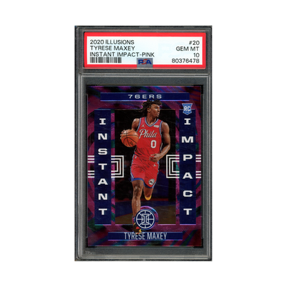Tyrese Maxey 2020 Panini Illusions Basketball Instant Impact Rookie Pink /25 PSA 10