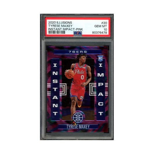 Tyrese Maxey 2020 Panini Illusions Basketball Instant Impact Rookie Pink /25 PSA 10