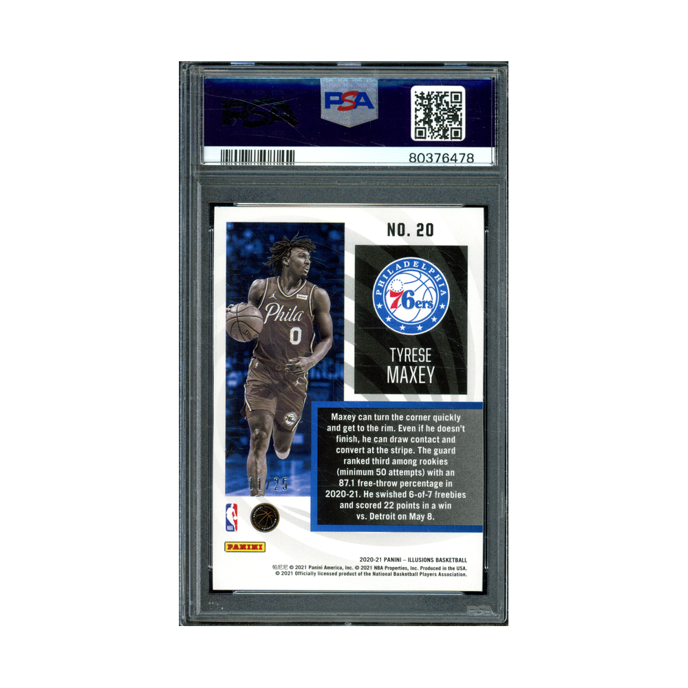 Tyrese Maxey 2020 Panini Illusions Basketball Instant Impact Rookie Pink /25 PSA 10