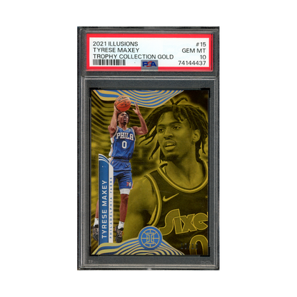 Tyrese Maxey 2021 Panini Illusions Basketball Trophy Collection Gold /10 PSA 10