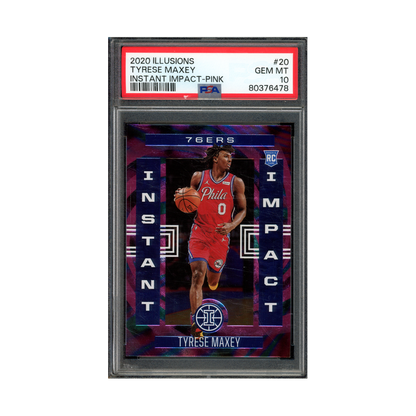 Tyrese Maxey 2020 Panini Illusions Basketball Instant Impact Pink Rookie /25 PSA 10