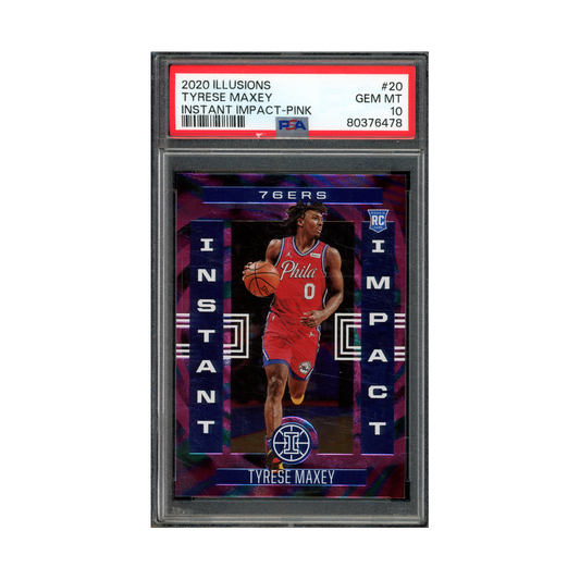 Tyrese Maxey 2020 Panini Illusions Basketball Instant Impact Pink Rookie /25 PSA 10