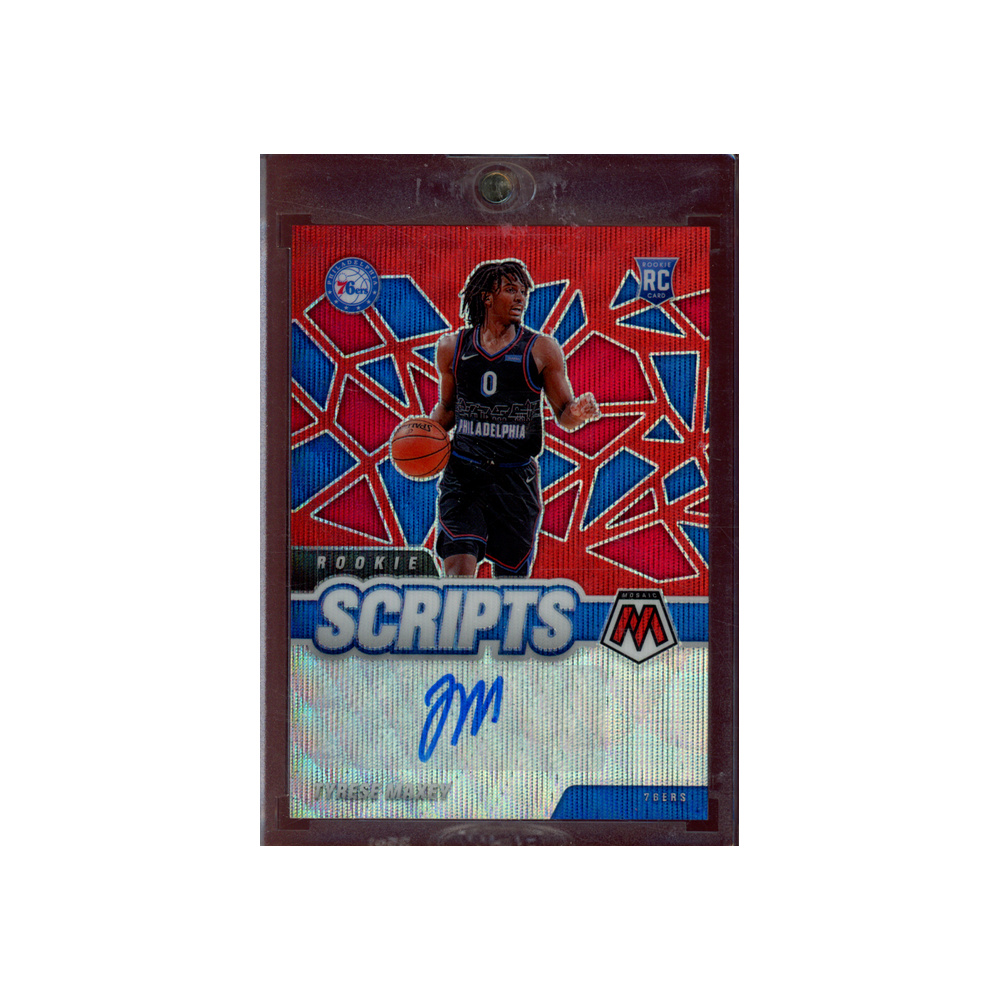 Tyrese Maxey 2020-21 Panini Mosaic Basketball Rookie Scripts Auto Red Wave