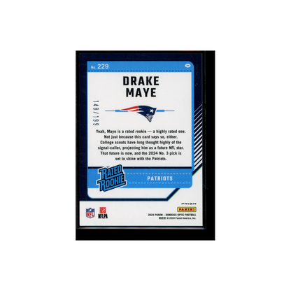 Drake Maye 2024 Panini Donruss Optic Football Rated Rookie Blue /199