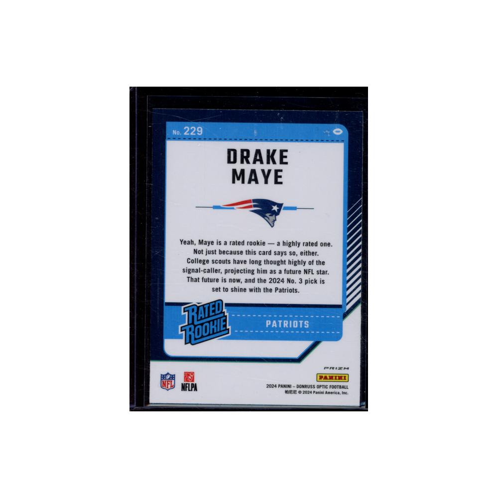 Drake Maye 2024 Panini Donruss Optic Football Rated Rookie Green Velocity