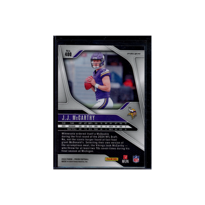 JJ McCarthy 2024 Panini Prizm Football Silver Prizm Rookie