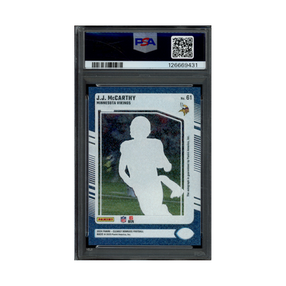 JJ McCarthy 2024 Panini Clearly Donruss Rated Rookie Auto Platinum 1/1 PSA 10